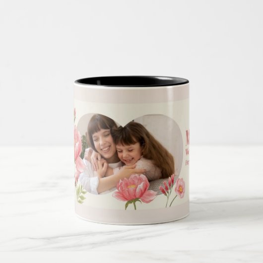 「水エレガント色の母の日のマグカップ – 美しい ツートーンマグカップ (中央)