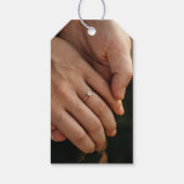 水エレガント色の海と金ゴールドの救私たちの日付 ギフトタグ (裏面)