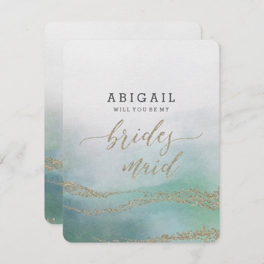 水エレガント色の海は花嫁 招待状 (正面/裏面)