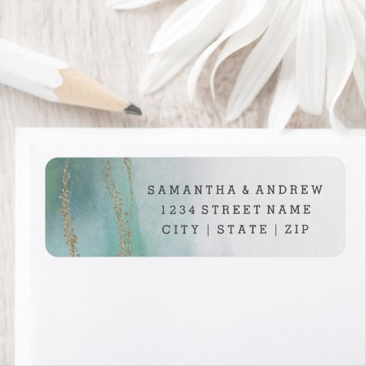 水エレガント色の海結婚差出人住所 ラベル (インサイチュ)