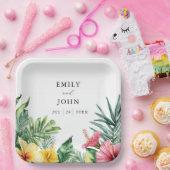 水エレガント色の熱帯の結婚花 ペーパープレート (パーティー)