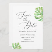 水エレガント色の熱帯モンステ結婚ラ セーブザデート (正面/裏面)