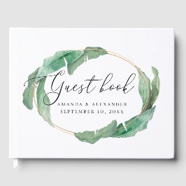 水エレガント色の熱帯結婚緑 ゲストブック