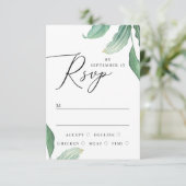 水エレガント色の熱帯結婚緑 出欠カード (スタンド正面)