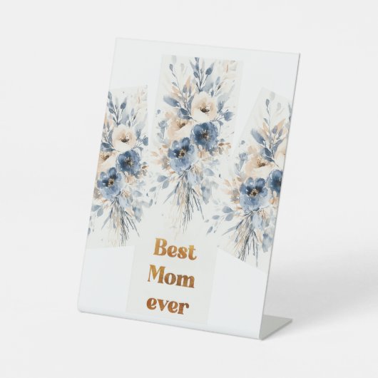 水エレガント色の牡丹とパステルワイルドフラワー 台座サイン (正面)