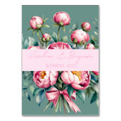 水エレガント色の牡丹の結婚花束 テーブルナンバー (裏面)