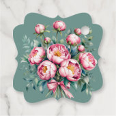 水エレガント色の牡丹の結婚花束 フェイバータグ (裏面)