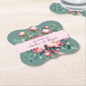 水エレガント色の牡丹の結婚花束 ペーパーコースター (アングル)