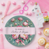 水エレガント色の牡丹の結婚花束 ペーパープレート (パーティー)