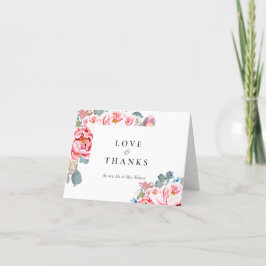 水エレガント色の牡丹結婚の サンキューカード