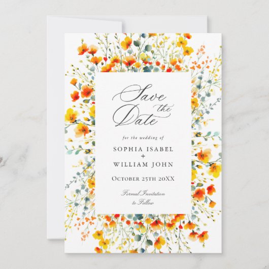 水エレガント色の牧草地の野結婚花 セーブザデート (正面)