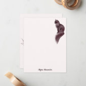 水エレガント色の猫オンムーンピガーリーンク ノートカード (正面/裏面インサイチュ)