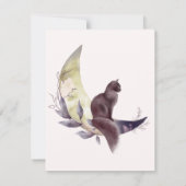 水エレガント色の猫オンムーンピガーリーンク ノートカード (裏面)