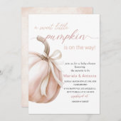 水エレガント色の甘い小さなかぼちゃのベビーSh 招待状 (正面/裏面)