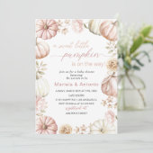 水エレガント色の甘い小さなかぼちゃのベビーSh 招待状 (スタンド正面)