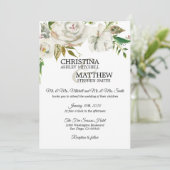 水エレガント色の白フローラの結婚緑 招待状 (スタンド正面)