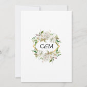 水エレガント色の白フローラの結婚緑 招待状 (裏面)