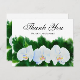 水エレガント色の白色ラン サンキューカード
