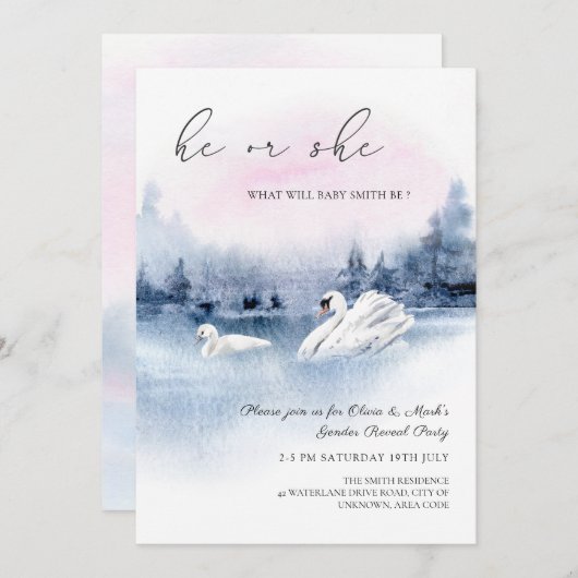 水エレガント色の白鳥性がインビタを明かす 招待状 (正面/裏面)