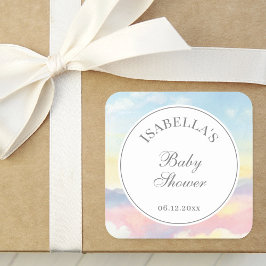 水エレガント色の空と雲の赤ちゃんシャワー スクエアシール