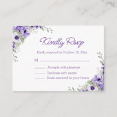 水エレガント色の紫色の花rsvp結婚 エンクロージャーカード (正面)