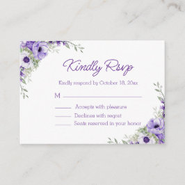 水エレガント色の紫色の花rsvp結婚 エンクロージャーカード
