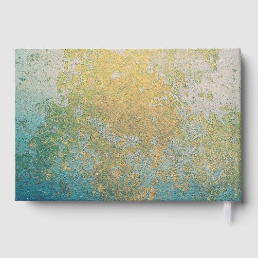 水エレガント色の結婚金ゴールド・フォイル・ゲストブック ゲストブック (裏面)