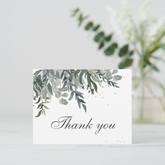 水エレガント色の緑ありがとうポストカード ポストカード (スタンド正面)