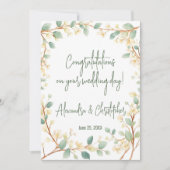 水エレガント色の緑と白フローラ カード (正面)