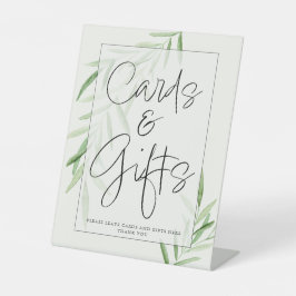 水エレガント色の緑のカードとギフトサイン 台座サイン