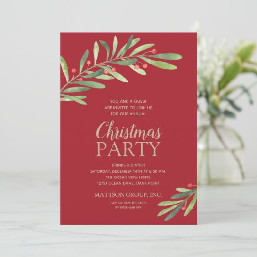 水エレガント色の緑のクリスマス招待状 (スタンド正面)