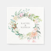 水エレガント色の緑のフローラ結婚 スタンダードカクテルナプキン (正面)