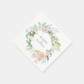水エレガント色の緑のフローラ結婚 スタンダードカクテルナプキン (角)