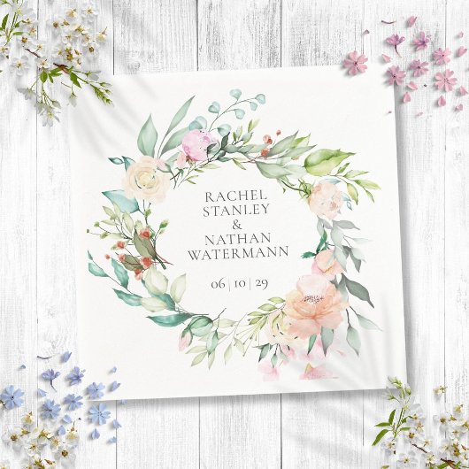 水エレガント色の緑のフローラ結婚 スタンダードカクテルナプキン