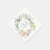 水エレガント色の緑のフローラ結婚 スタンダードカクテルナプキン (角)