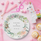 水エレガント色の緑のフローラ結婚 ペーパープレート (パーティー)