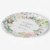 水エレガント色の緑のフローラ結婚 ペーパープレート (アングル)