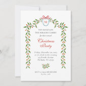 水エレガント色の緑のホリデーパーティー 案内状 (正面)