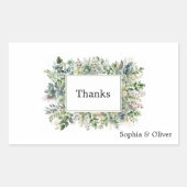 水エレガント色の緑のリース結婚のシール 長方形シール (正面)