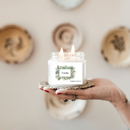 水エレガント色の緑のリース結婚のシール 長方形シール