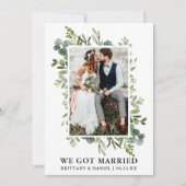 水エレガント色の緑の写真我々得結婚した 案内状 (正面)