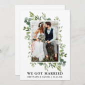 水エレガント色の緑の写真我々得結婚した 案内状 (正面/裏面)