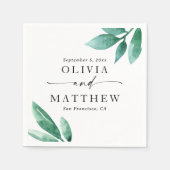 水エレガント色の緑の庭の結婚台本 スタンダードカクテルナプキン (正面)