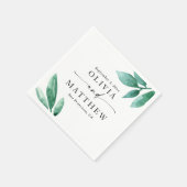 水エレガント色の緑の庭の結婚台本 スタンダードカクテルナプキン (角)