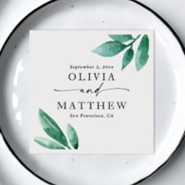 水エレガント色の緑の庭の結婚台本 スタンダードカクテルナプキン