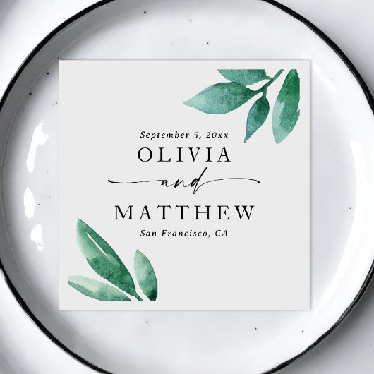 水エレガント色の緑の庭の結婚台本 スタンダードカクテルナプキン