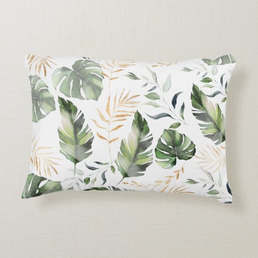 水エレガント色の緑の植物性離れ アクセントクッション (裏面)