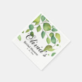 水エレガント色の緑の植物色 スタンダードカクテルナプキン (角)