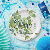 水エレガント色の緑の植物色 ペーパープレート (パーティー)