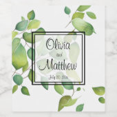 水エレガント色の緑の植物色 ワインラベル (シングルラベル)